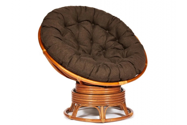Кресло-качалка Papasan w 23/01 B с подушкой Cognac, ткань Коричневый