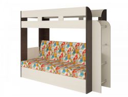 Двухъярусная кровать с диваном Карамель 75 венге-арт