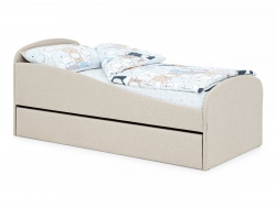 Кровать мягкая с ящиком Letmo рогожка карамель