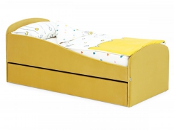 Кровать мягкая с ящиком Letmo велюр горчичный