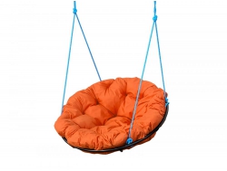Кресло Папасан подвесное каркас чёрный-подушка оранжевая