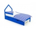 Кровать-домик мини Svogen ящики и бортик синий