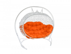 Подвесной диван Кокон Улей каркас белый-подушка оранжевая