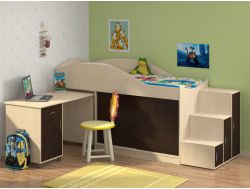 Кровать Дюймовочка 3 и лестница дельта 23.6 Венге