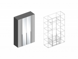 Шкаф Вита 4-створки с зеркалом тёмно серый лофт